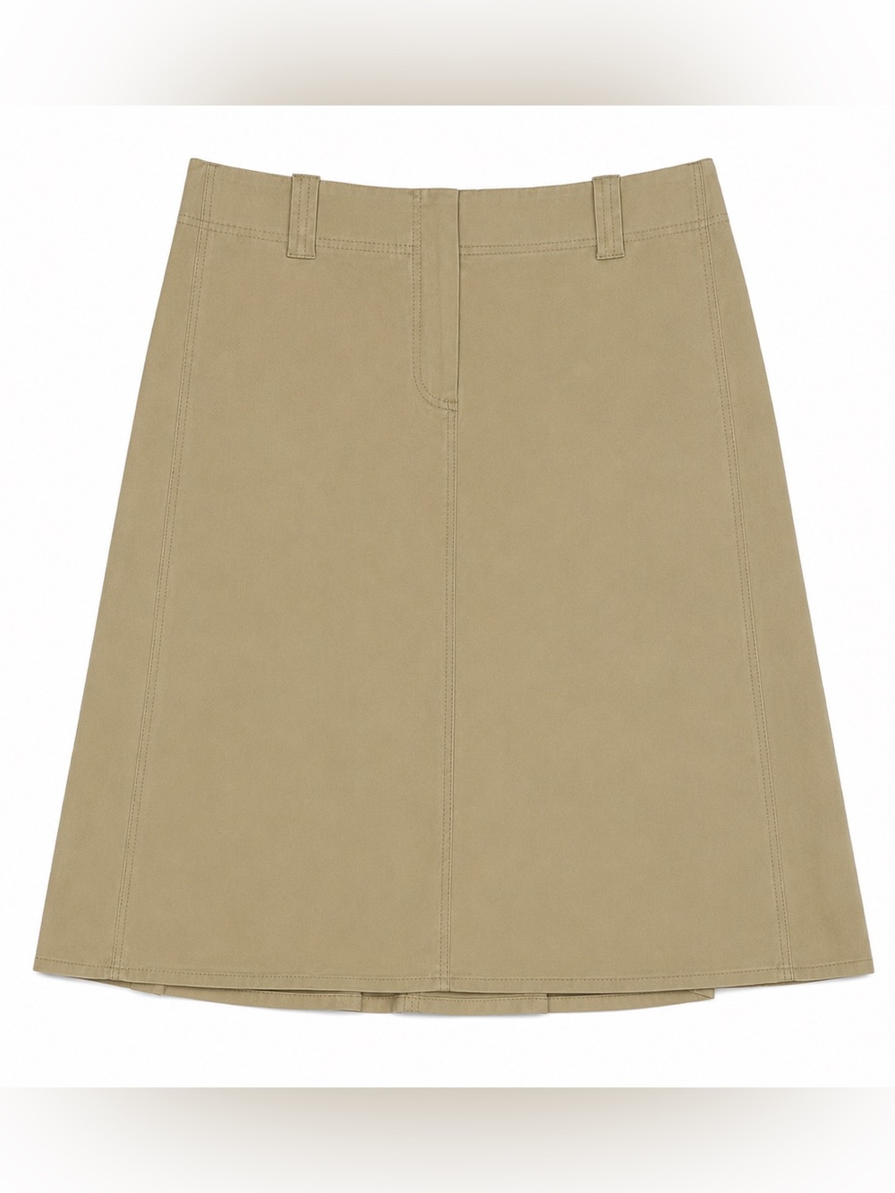 Piazza Sempione Women's A-line Khaki Front Zip Skirt Made in Italy Size IT 42 MD